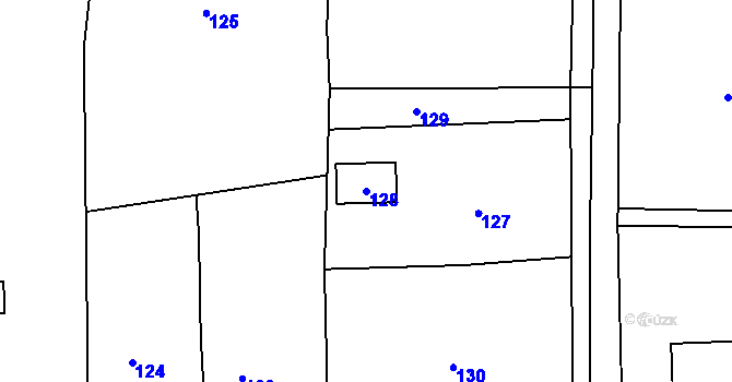 Parcela st. 128 v KÚ Dolní Datyně, Katastrální mapa