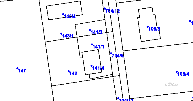 Parcela st. 141 v KÚ Dolní Datyně, Katastrální mapa