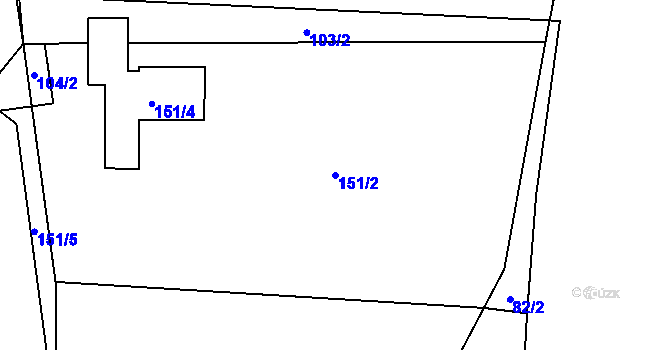 Parcela st. 151/2 v KÚ Dolní Datyně, Katastrální mapa