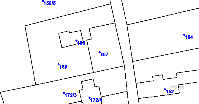 Parcela st. 167 v KÚ Dolní Datyně, Katastrální mapa
