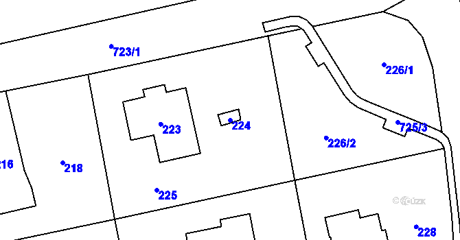 Parcela st. 224 v KÚ Dolní Datyně, Katastrální mapa