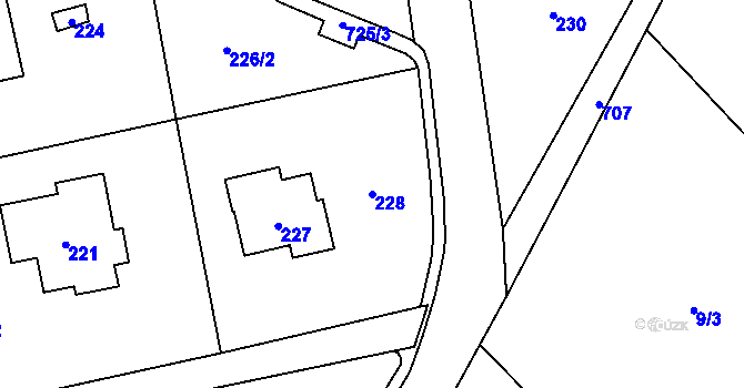 Parcela st. 228 v KÚ Dolní Datyně, Katastrální mapa