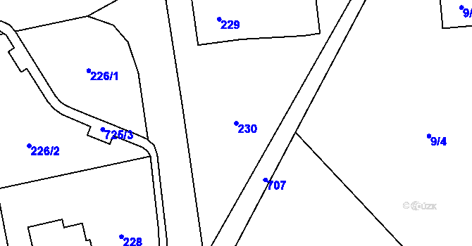Parcela st. 230 v KÚ Dolní Datyně, Katastrální mapa