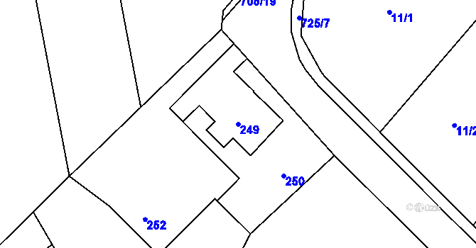 Parcela st. 249 v KÚ Dolní Datyně, Katastrální mapa