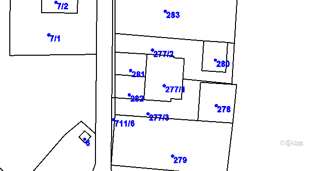 Parcela st. 277/1 v KÚ Dolní Datyně, Katastrální mapa
