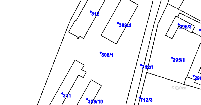 Parcela st. 308/1 v KÚ Dolní Datyně, Katastrální mapa