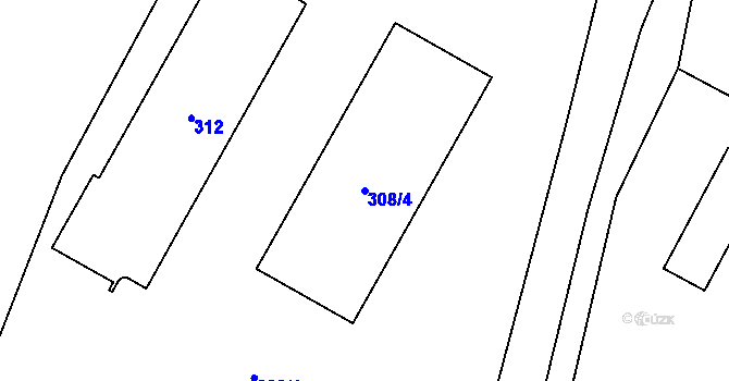 Parcela st. 308/4 v KÚ Dolní Datyně, Katastrální mapa