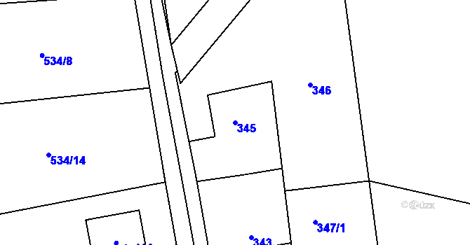 Parcela st. 345 v KÚ Dolní Datyně, Katastrální mapa
