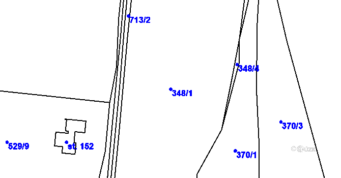 Parcela st. 348/1 v KÚ Dolní Datyně, Katastrální mapa