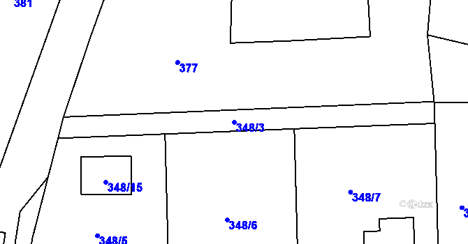 Parcela st. 348/3 v KÚ Dolní Datyně, Katastrální mapa