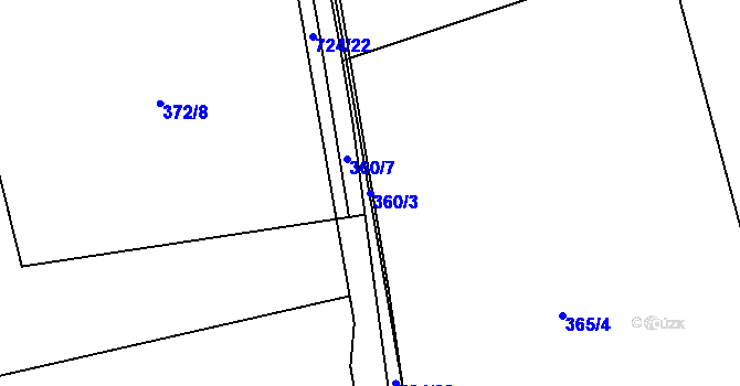 Parcela st. 360/3 v KÚ Dolní Datyně, Katastrální mapa