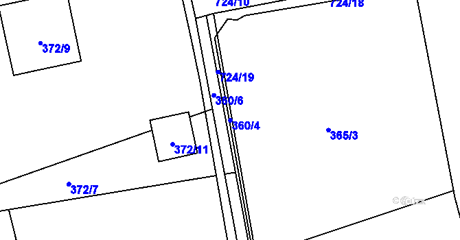 Parcela st. 360/4 v KÚ Dolní Datyně, Katastrální mapa