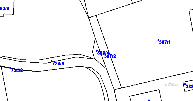 Parcela st. 383/4 v KÚ Dolní Datyně, Katastrální mapa