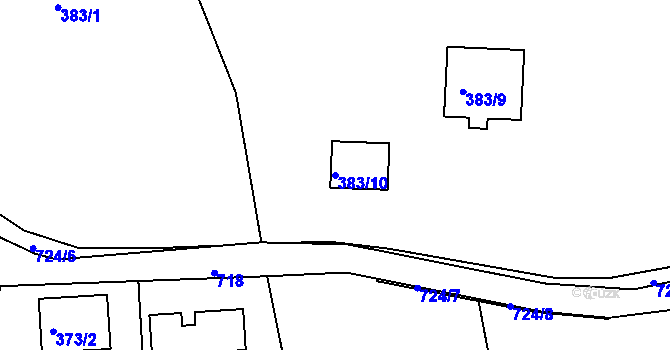 Parcela st. 383/10 v KÚ Dolní Datyně, Katastrální mapa