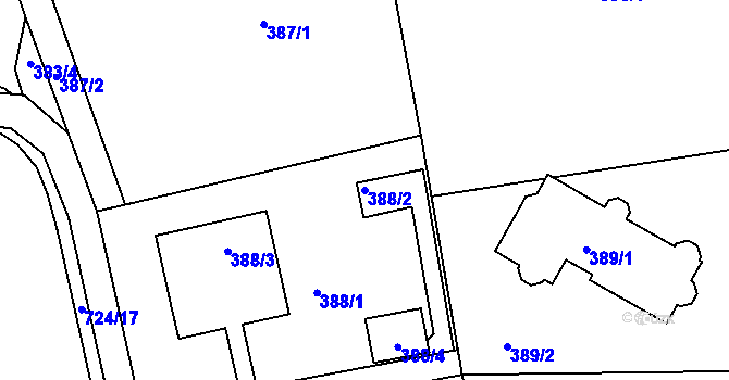 Parcela st. 388/2 v KÚ Dolní Datyně, Katastrální mapa