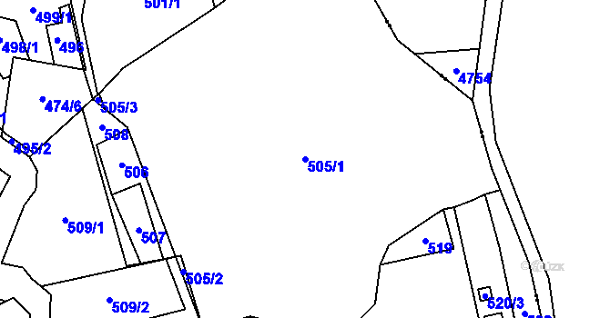Parcela st. 505/1 v KÚ Dolní Datyně, Katastrální mapa