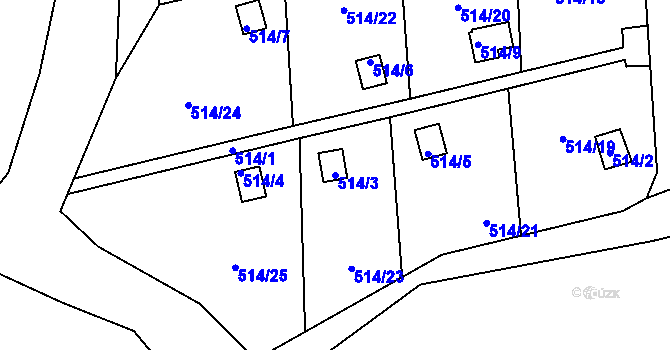 Parcela st. 514/3 v KÚ Dolní Datyně, Katastrální mapa