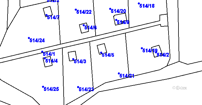 Parcela st. 514/5 v KÚ Dolní Datyně, Katastrální mapa