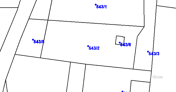 Parcela st. 543/2 v KÚ Dolní Datyně, Katastrální mapa