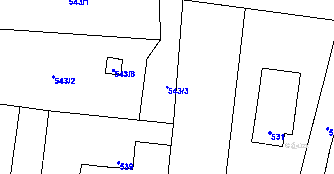 Parcela st. 543/3 v KÚ Dolní Datyně, Katastrální mapa