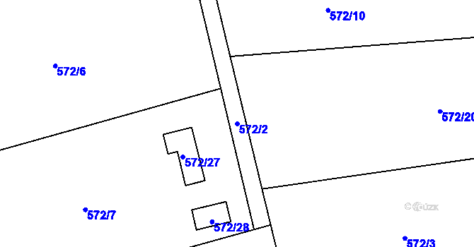 Parcela st. 572/2 v KÚ Dolní Datyně, Katastrální mapa