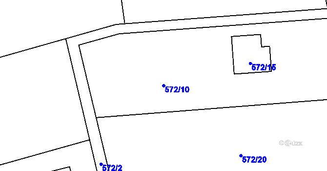 Parcela st. 572/10 v KÚ Dolní Datyně, Katastrální mapa