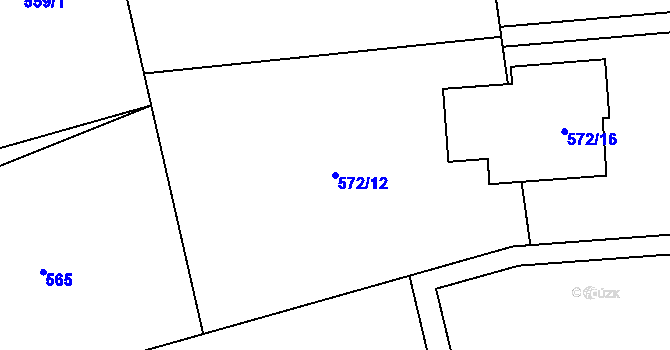 Parcela st. 572/12 v KÚ Dolní Datyně, Katastrální mapa