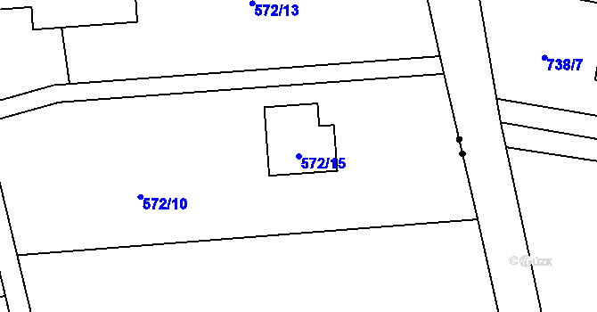 Parcela st. 572/15 v KÚ Dolní Datyně, Katastrální mapa