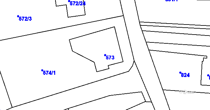 Parcela st. 573 v KÚ Dolní Datyně, Katastrální mapa