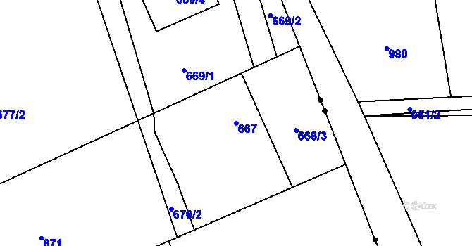Parcela st. 667 v KÚ Dolní Datyně, Katastrální mapa