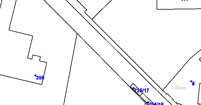 Parcela st. 705/7 v KÚ Dolní Datyně, Katastrální mapa