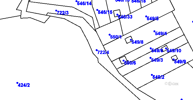 Parcela st. 722/4 v KÚ Dolní Datyně, Katastrální mapa