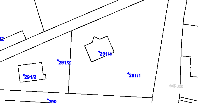 Parcela st. 291/4 v KÚ Dolní Datyně, Katastrální mapa