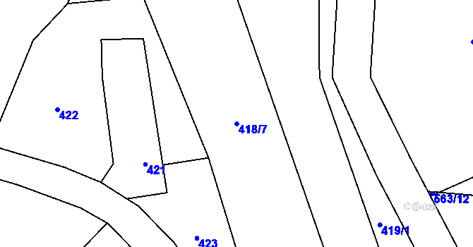Parcela st. 418/7 v KÚ Dolní Datyně, Katastrální mapa