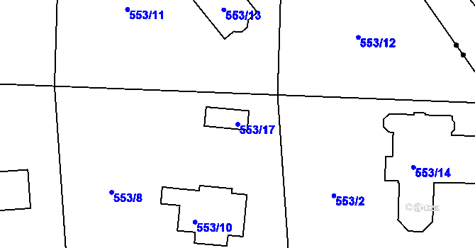 Parcela st. 553/17 v KÚ Dolní Datyně, Katastrální mapa