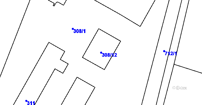 Parcela st. 308/12 v KÚ Dolní Datyně, Katastrální mapa