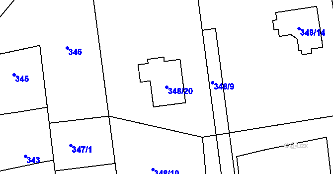 Parcela st. 348/20 v KÚ Dolní Datyně, Katastrální mapa