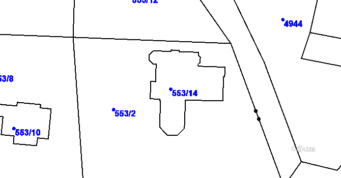 Parcela st. 553/14 v KÚ Dolní Datyně, Katastrální mapa