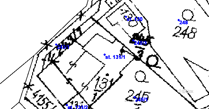Parcela st. 131/1 v KÚ Dolní Dobrouč, Katastrální mapa