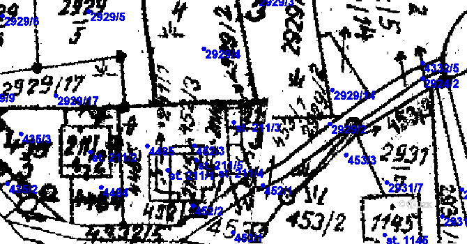 Parcela st. 211/3 v KÚ Dolní Dobrouč, Katastrální mapa