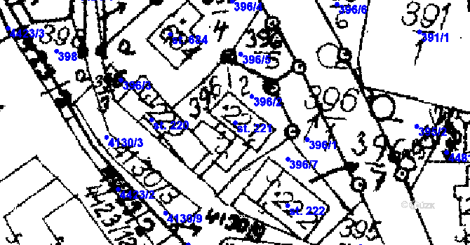 Parcela st. 221 v KÚ Dolní Dobrouč, Katastrální mapa