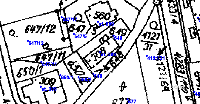 Parcela st. 308 v KÚ Dolní Dobrouč, Katastrální mapa
