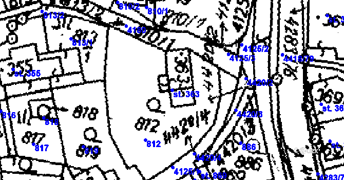 Parcela st. 363 v KÚ Dolní Dobrouč, Katastrální mapa