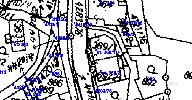 Parcela st. 369/1 v KÚ Dolní Dobrouč, Katastrální mapa
