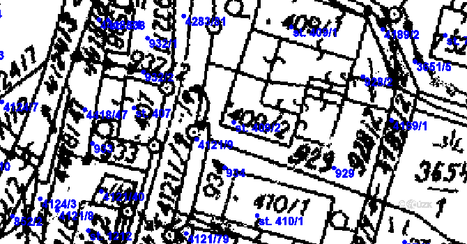 Parcela st. 409/2 v KÚ Dolní Dobrouč, Katastrální mapa