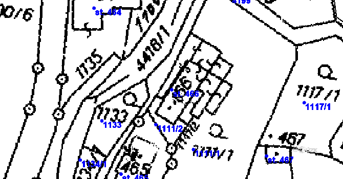 Parcela st. 466 v KÚ Dolní Dobrouč, Katastrální mapa