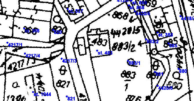 Parcela st. 483 v KÚ Dolní Dobrouč, Katastrální mapa