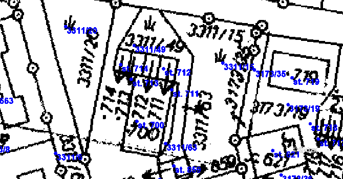 Parcela st. 711 v KÚ Dolní Dobrouč, Katastrální mapa