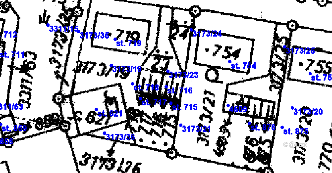 Parcela st. 716 v KÚ Dolní Dobrouč, Katastrální mapa