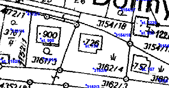 Parcela st. 726 v KÚ Dolní Dobrouč, Katastrální mapa